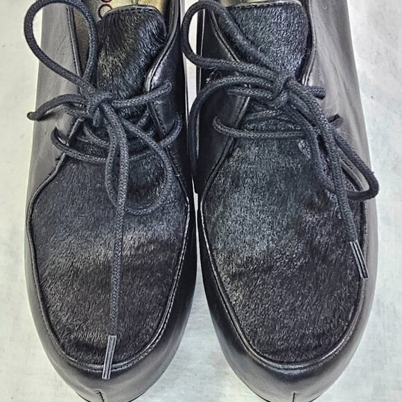 Me Too Lynessa Genuine Leather Chunky Platform Oxford Bootie Pumps 8 Black - Picture 5 of 14